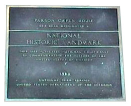 Marker designating the Parson Capen House as a National Historic Landmark possessing national significance in commemorating the history of the United States of America.